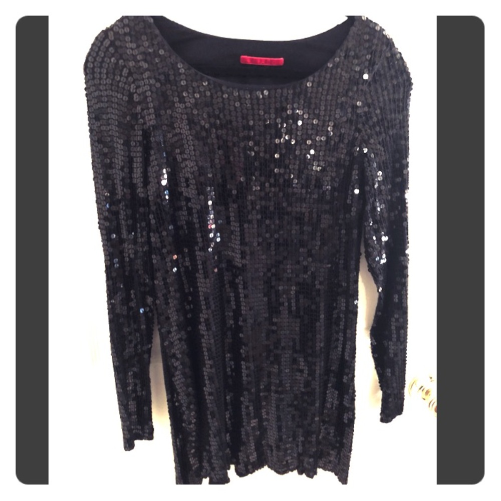 VELVET Brand - Black Sequin Mini Dress Size Small
